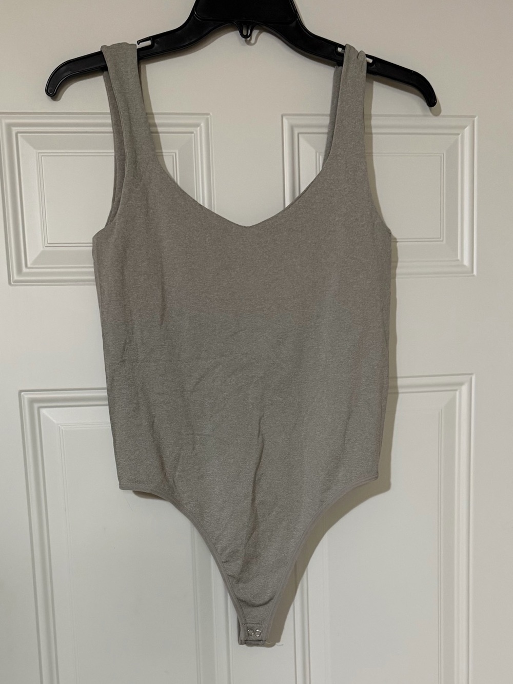 Intimately Free People Gray Tank Top Bodysuit Large Shelf Bra Thong NWOT Staple